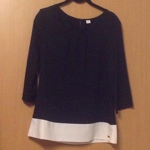 Black Loose-fitting Top with White Trim